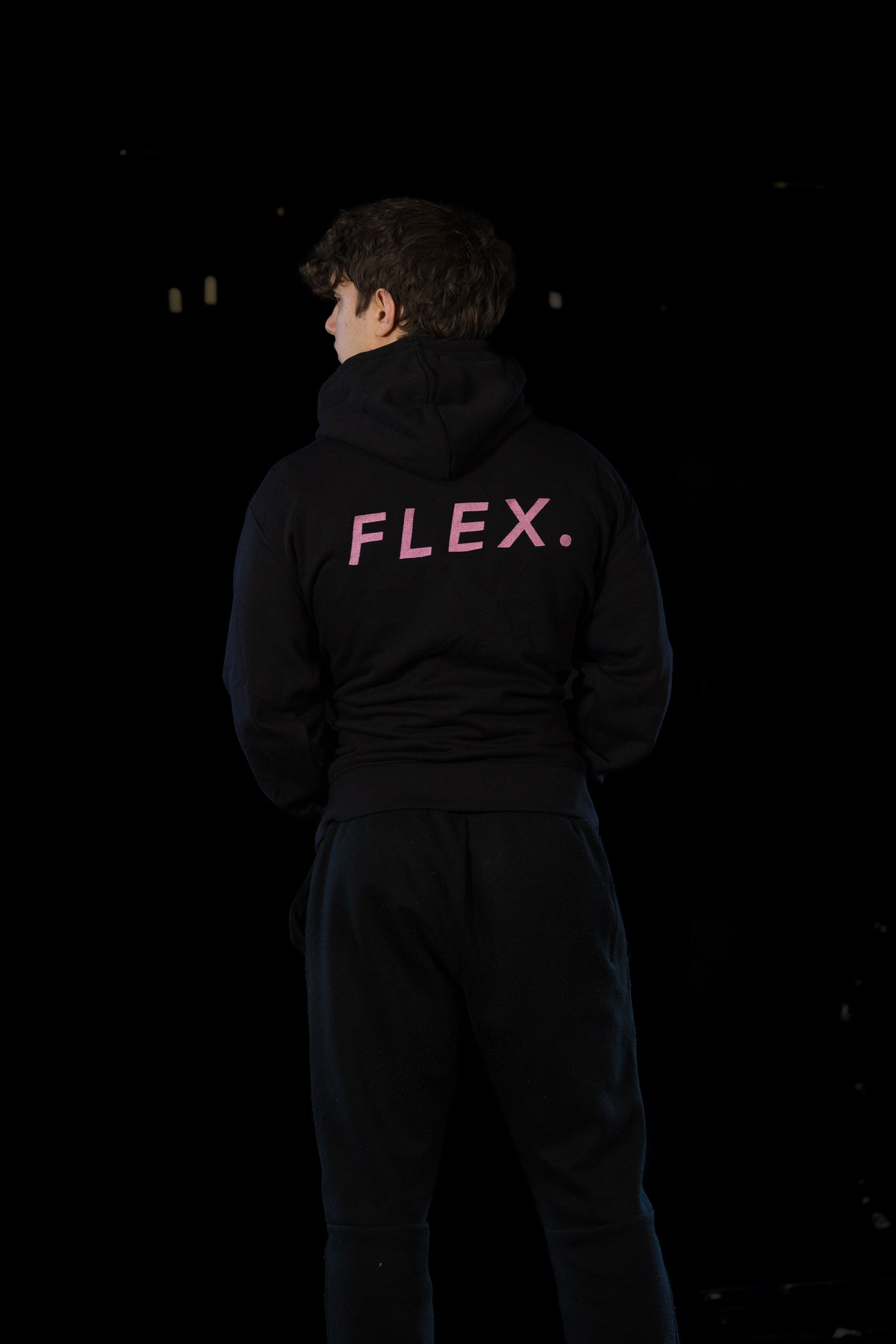 Black Flex Hoodie - Pink thread